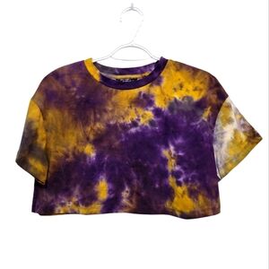 Shein Tie-Dye Crop Top - Purple and Yellow Small